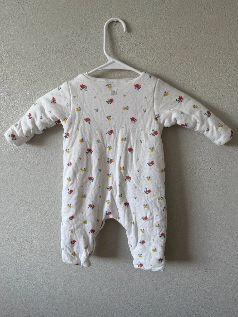 Petit Bateau French Organic Cotton Floral Quilted Puffy Baby Sleeper Button Down
